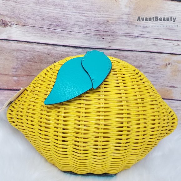 Kate Spade Lemon Zest Wicker Crossbody Yellow New - Picture 6 of 12